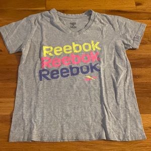 Reebok gray v-neck tee shirt